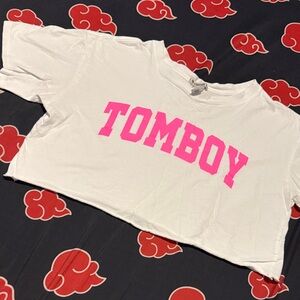 Forever 21 White Crop Top with Pink Graphic
